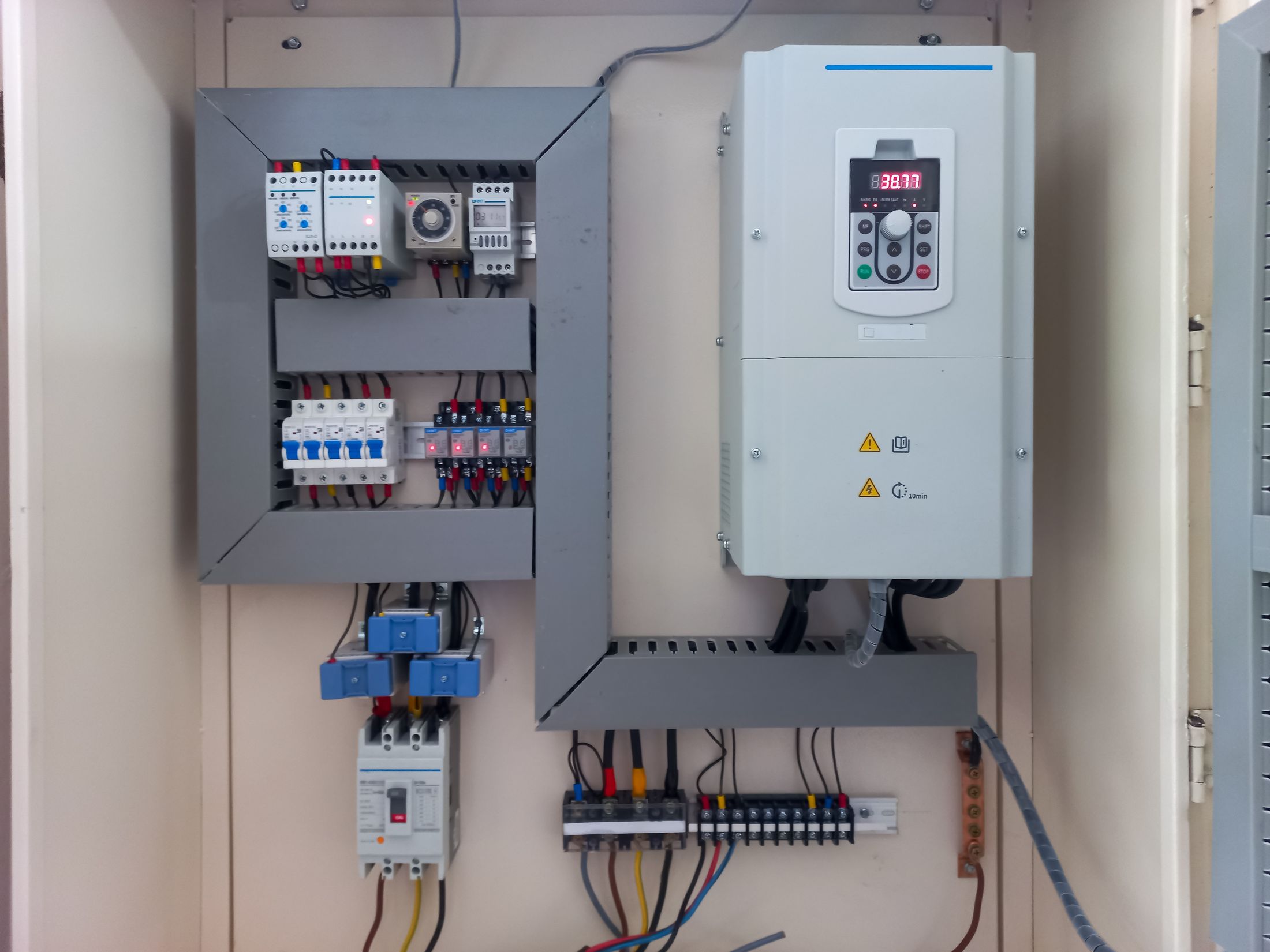 VFD cabinet, door open
